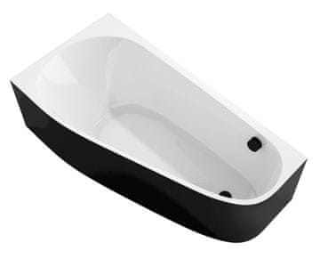 POLYSAN PROJEKTA L MONOLITH asimetrična samostojeća kada 156x77x60 cm, bijela/crna