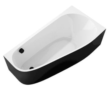 POLYSAN PROJEKTA R MONOLITH asimetrična samostojeća kada 156x77x60cm, bijela/crna