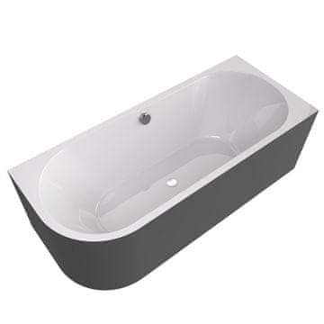 POLYSAN VIVA R MONOLITH asimetrična samostojeća kada 180x75x60 cm, bijela/crna, akrilat