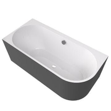 POLYSAN POLYSAN MONOLITH Asimetrična Samostojna Kada 160x75x60cm, Bijela/Crna