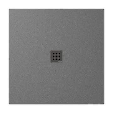 POLYSAN Kvadratna Tuš Kada Treenca 100x100 cm, Sivi Mat Lit Mramor, Podesiva Veličina