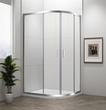 POLYSAN Polukružni Kabina Za Tuš EASY 90x80, Prozirno Staklo, Kromirani Okvir, Klizna Vrata