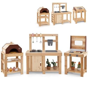 Northix Vanjski drveni kuhinjski set od jele s roštiljem i peći