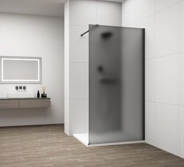 POLYSAN ESCA CRNA MAT Pregrada za tuširanje uz zid, dim. 1300 mm, dimljeno matirano staklo