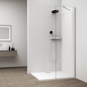 POLYSAN ESCA Krom Jednodijelna Tuš Pregrada Zidna Instalacija, Prozirno Staklo, 300 mm