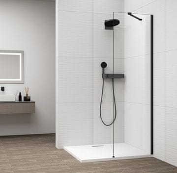 POLYSAN ESCA CRNA MAT Jednostrano Staklo za Tuš, 400mm, Antidrop, 8mm Sigurnosno Staklo