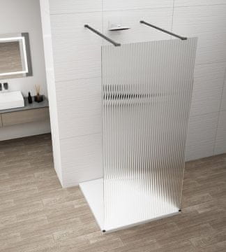 POLYSAN ESCA CRNA MAT Jednodijelna tuš-barijera, valovito staklo Flute, 1200mm