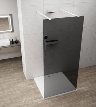 POLYSAN Polysan ESCA Bijela Mat Staklena Walk-In Tuš Pregrada, Dimenzije 1400 x 2100 mm, Siva Matirana