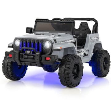 Northix 12V električni dječji automobil s daljinskim upravljačem i MP3, sivi