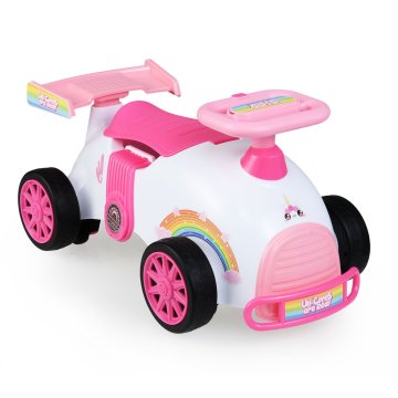 Northix Dječji automobil s glazbom i prostorom za pohranu, tema jednoroga, ružičasto-bijeli