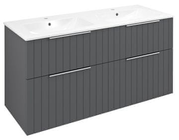 SAPHO CIRASA STRIP Zidni Kupaonski Ormar, Crni, 118,4x64x46cm, Dvostruko Umyvadlo