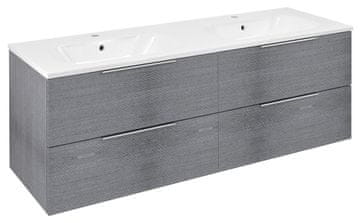 SAPHO CIRASA Zidna Kupaonska Komoda s Dvostrukim Umyvadlom 139,6x52x46cm Srebrni Hrast