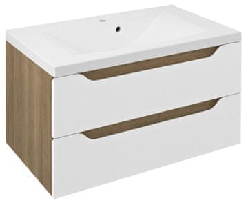 SAPHO Elegantna Zidna Umyvadlová Skříňka WAVE 80cm, Bijela/Dub Cuneo