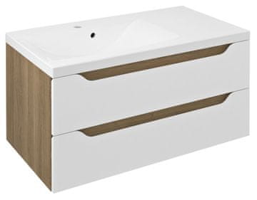 SAPHO Kupaonski ormarić s ladicama WAVE lijevo, 89,7x45x47,8 cm, bijela/dub cuneo