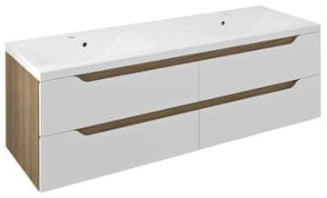 SAPHO WAVE zidna ormarić s dvostrukim umivaonikom 150cm, bijela/dubčanок