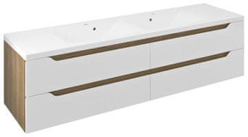 SAPHO Ormar s dvostrukim umivaonikom WAVE, 179,7x50x47,8 cm, bijela/hrast cuneo