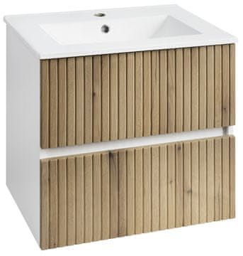 AQUALINE PANEDA STRIP zidna kupaonska ormarić, 59,5x55x45,2 cm, hrast emporio