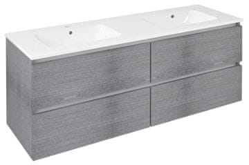 SAPHO EZARA Dvostruka Umivaonička Ormarić 140x55x46cm, Srebrni Hrast