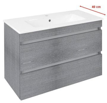 SAPHO EZARA Kupaonski Ormarić s Umivaonikom 78x54x39cm, Srebrni Hrast