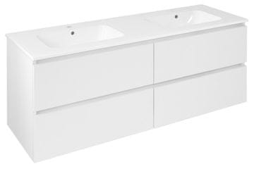 SAPHO EZARA Dvostruki Umivaonik Ormar 140x55x46cm, Bijeli Sjaj