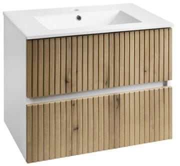 AQUALINE Ormarić za umivaonik PANEDA STRIP 69,5x55x45,2cm, Emporio hrast