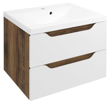 SAPHO Bijeli/Dub umivaonik s ormarićem WAVE, 60x65x47,8cm