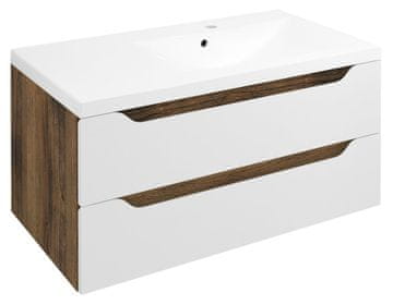 SAPHO Elegantna umivaonička jedinica WAVE 89,7x45x47,8cm, desna, bijela/dub collingwood