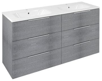 SAPHO CIRASA Kupaonica Umivaonik Ormarić 139,6x75x46cm, 3 Ladice, Srebrni Hrast