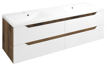 SAPHO Skrižar s dvostrukim umivaonikom WAVE 149,7x50x47,8cm, bijela/dub collingwood