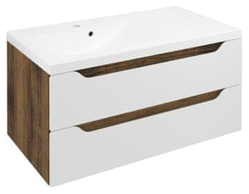 SAPHO Ugradbeni ormarić za umivaonik WAVE, 89,7x45x47,8cm, lijeva, bijela/dub collingwood