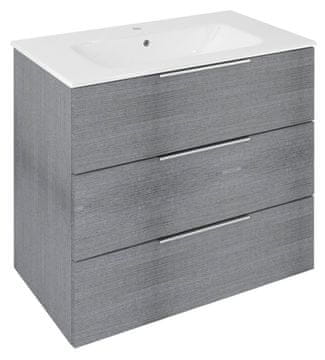 SAPHO CIRASA Umivaonički Ormarić, Srebro-Sivi Hrast, 79.8x75x46cm, 3 Ladice