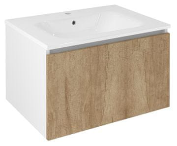 SAPHO LOREA Zidni Kupaonski Ormarić 70cm, Dub Alabama/Bijeli Mat, 1 Ladica