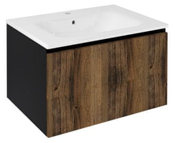 SAPHO LOREA zidna kupaonska ormarić s ladicama 70x44x51 cm, hrast collingwood/crna mat