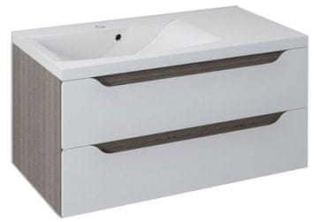 SAPHO WAVE Zidna Kupaonska Komoda 90x45x48cm Lijeva, Bijela/Mali Wenge