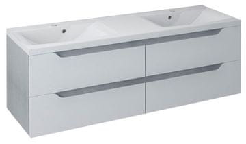 SAPHO Kupaonski ormarić s dvostrukim umivaonikom WAVE, bijeli/srebrni hrast 150x50x48 cm