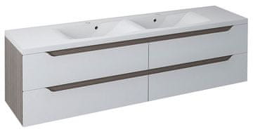 SAPHO WAVE dvostruki umivaonik ormarić 180x50x48 cm, bijela/mali wenge