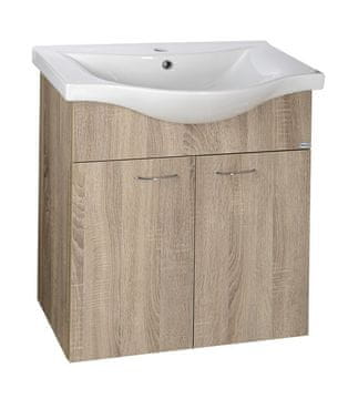 AQUALINE KERAMIA FRESH Zidna Kupaonička Komoda 60,6x74x34cm, Platina Hrast