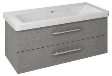 SAPHO THEIA Zidna Kupaonska Komoda 101cm, Siva Hrast, 2 Ladice, MDF/Lamino, Tihi Zatvarači