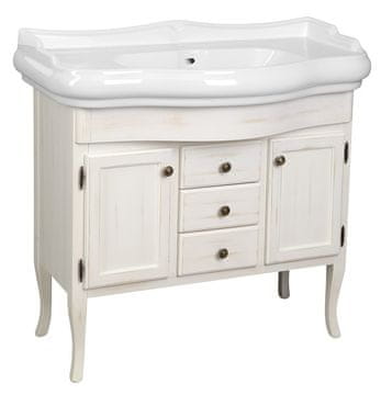 SAPHO Retro Drvena Umivaonička Komoda 89x80x48cm, Staro Bijela