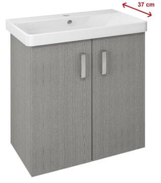 SAPHO THEIA Zidni Ormar za Umivaonik, Dub Srebrni, 66x70x35cm, 2 Vrata, MDF/Laminat