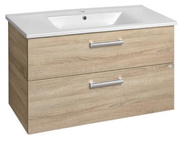 AQUALINE VEGA Zidna Kupaonska Komoda s 2 Ladice, Platinasti Hrast, 97x60x43,8cm