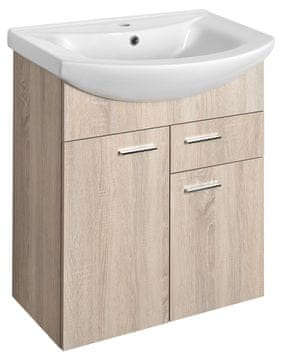 AQUALINE ZOJA kupaonski ormarić 62x74x32cm, 2 vrata, 1 ladica, platina hrast