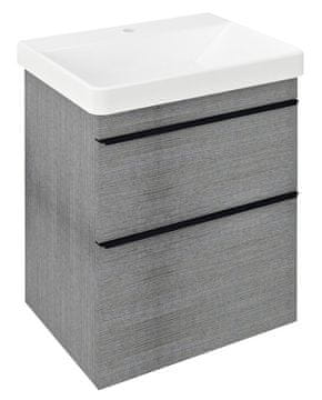 SAPHO SIVI ORMARIĆ ZA UMIVAONIK SITIA 56,4x70x44,2cm, ZAVJESNI, MDF/LAMINO, DUB STŘÍBRNÝ, 2x LADICA