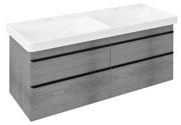 SAPHO SITIA Dvostruka Zidna Kupaonska Komoda s 4 Ladice, Siva Hrast, 116x50 cm