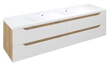 SAPHO WAVE Dvostruka Umivaonička Komoda 179,7x50x47,8cm Bijela/Dub Alabama