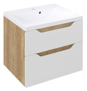 SAPHO WAVE zidna kupaonska ormarić 60x65x48cm bijela/dub alabama