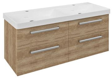 SAPHO THEIA zidni ormarić s dvostrukim umivaonikom 116 cm, 4 ladice, hrast alabama