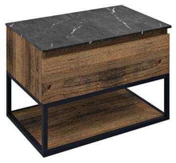 SAPHO SKARA Zidni Ormar za Umivaonik 70x50x45 cm, Mat Crna/Dub Collingwood