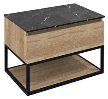 SAPHO SKARA Zidna Ugradbena Kupaonska Ormarić 70x50x45cm Mat Crna/Dub Alabama