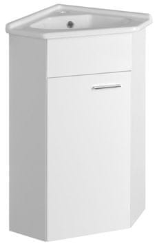 AQUALINE Ugaona Kupaonska Ormarić ZOJA, Bijela, Drveni Dekor, 40,5x74x40,5 cm